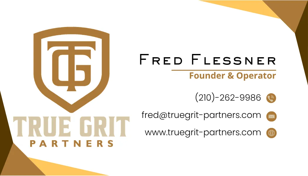 TrueGrit Partners business card with contact details