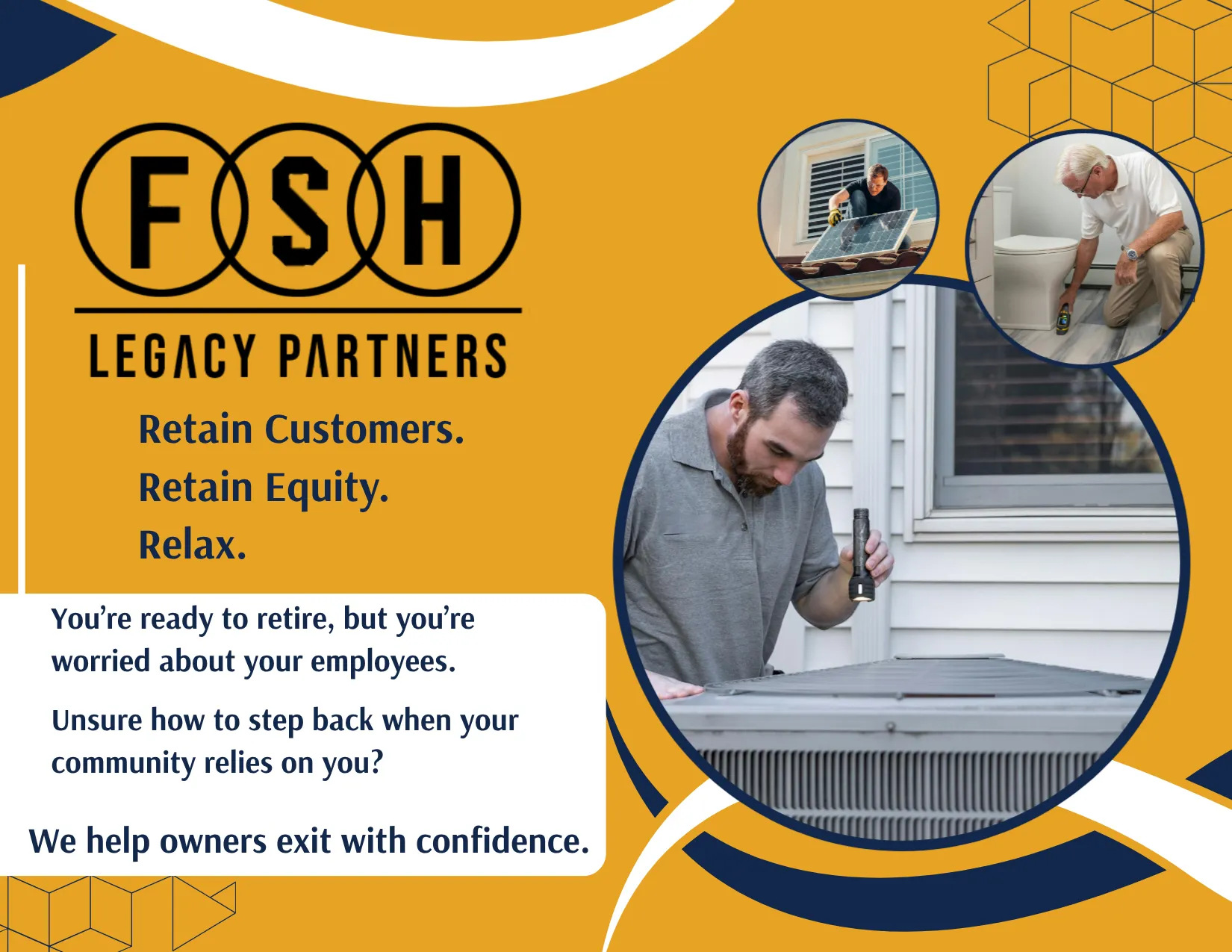 FSH Legacy Partners mailer: retain customers, retain equity, relax