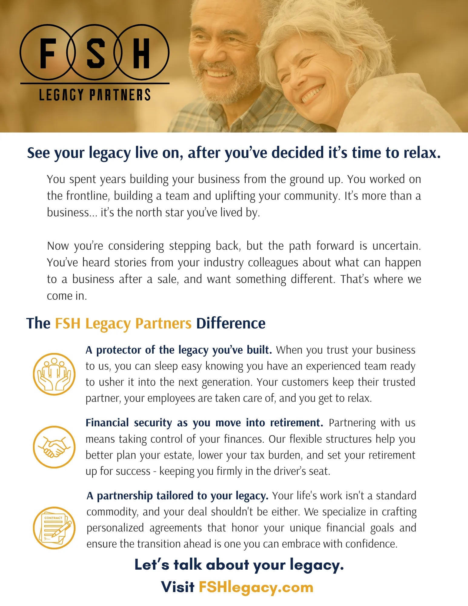 One-pager on the FSH Legacy Partners difference