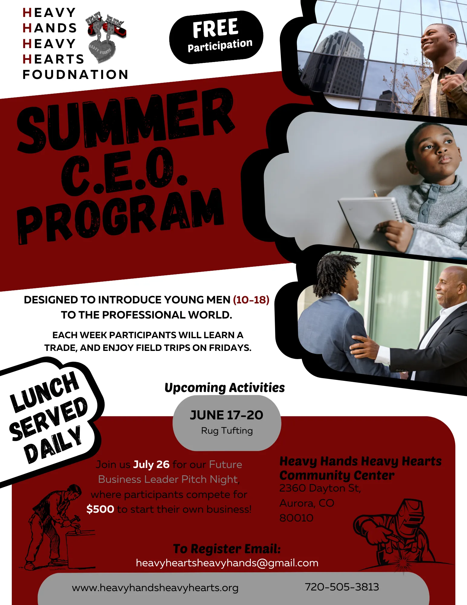 Summer C.E.O. program flyer for young men